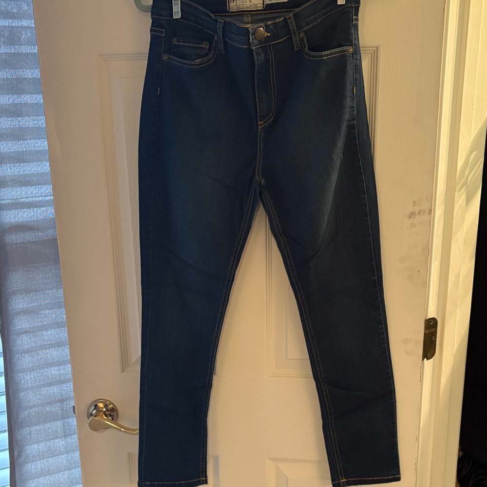 Free People Cropped Hi Rise Jean DARK WASH